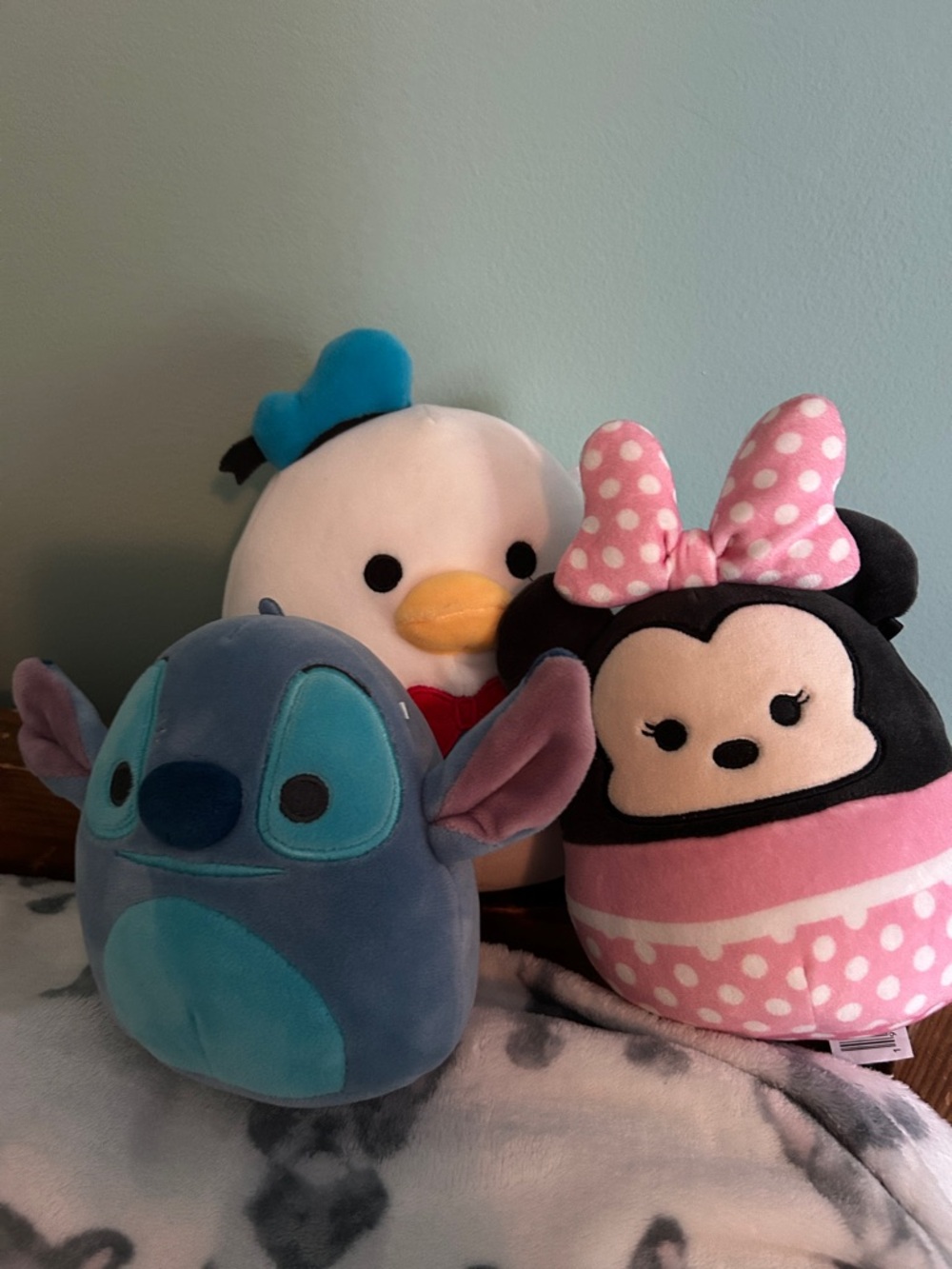 Squishmallows Blue Stitch, Pink Minnie & White Donald Plush Set